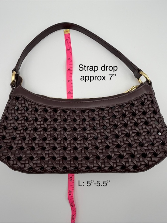 JW PEI Lily Faux Bamboo Woven Shoulder Bag Brown Vegan Leather Crossbody - Picture 6 of 7